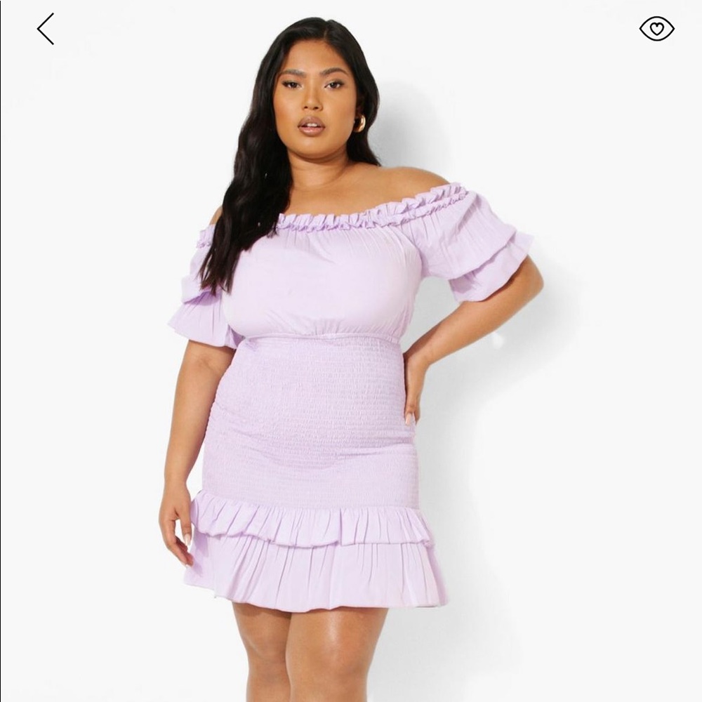 OFF THE SHOULDER SHIRRED BODYCON DRESS